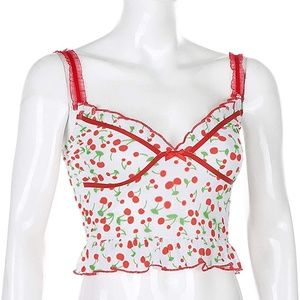 See Through Cherry Crop Top
